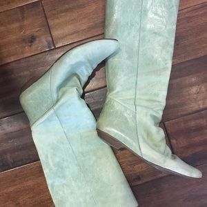 Green leather boots from Florence Italy. Size 9.